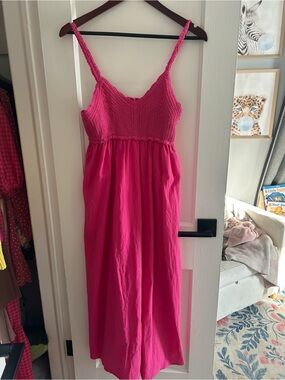 So Me Hot Pink Crochet-Trim Maxi Dress